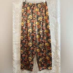 Victoria's Secret Gold Label Vintage Floral Paisley Satin Pajama Pants Size L